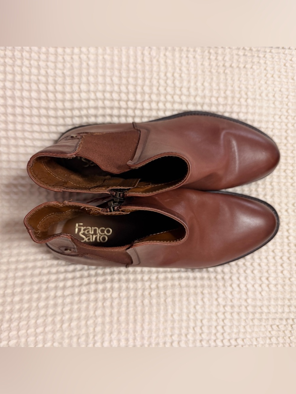 NWT Franco Sarto Brown Leather Chukka Boots with Side Zip